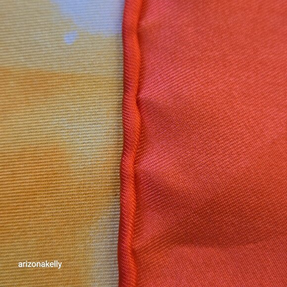 NWT Echo Silk Scarf Oranges Vintage Hand Rolled Edges Citrus - Picture 4 of 10